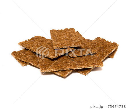 Healthy diet and minimum calories Buckwheat cereal crispbread isolated on white background. Healthy diet and minimum calories Buckwheat cereal crispbread isolated on white background. 75474738