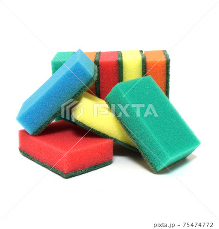 Random multicolored lgbt sponges for washing dishes isolated on white background Random multicolored lgbt sponges for washing dishes isolated on white background 75474772