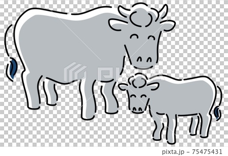 Cow parent and child cute simple illustration 75475431