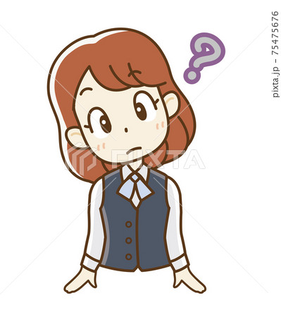 疑問を持った制服の女子社員 疑問を持った制服の女子社員 75475676