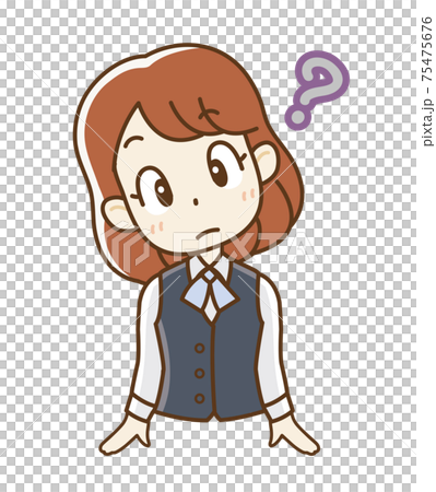 疑問を持った制服の女子社員 疑問を持った制服の女子社員 75475676