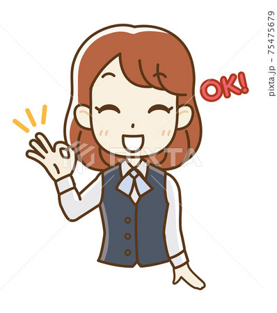 オーケーサインをする制服の女子社員 オーケーサインをする制服の女子社員 75475679