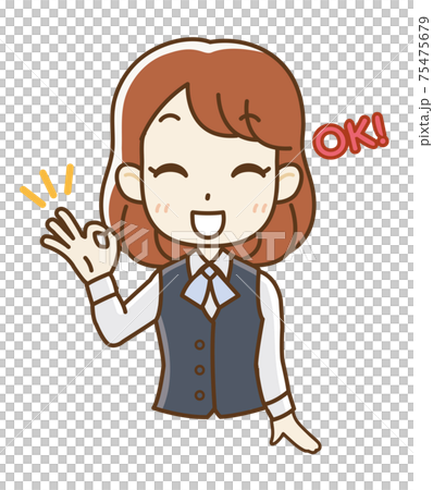 オーケーサインをする制服の女子社員 オーケーサインをする制服の女子社員 75475679