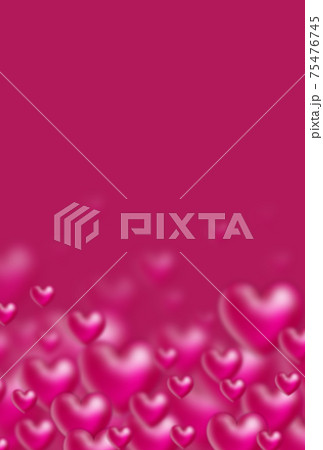 バレンタイン素材 赤桃色の立体ハートが下から泡のように湧き上がるイメージ 縦 他色有り 75476745