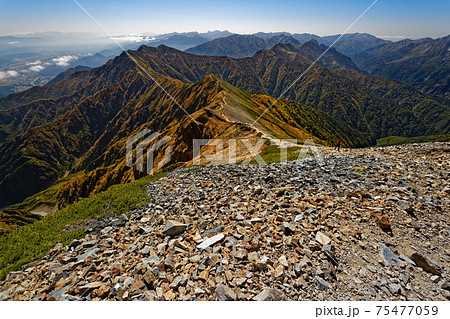 鹿島槍ヶ岳山頂から爺ヶ岳・針ノ木岳の眺め 75477059