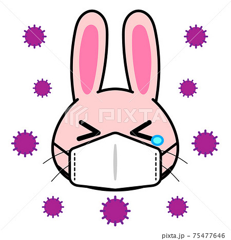 ウイルス 動物 マスク うさぎ マークのイラスト素材
