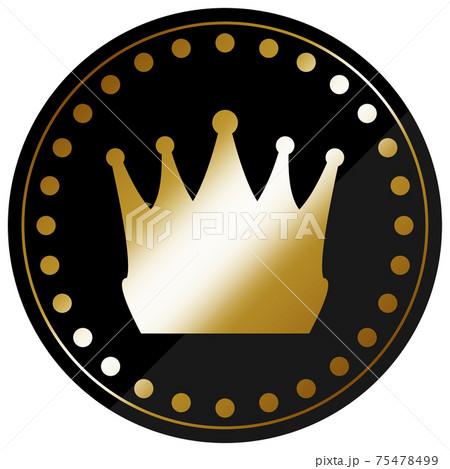 円形の王冠アイコン ブラック ゴールドのイラスト素材