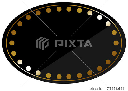 楕円形のドットフレーム ブラック ゴールドのイラスト素材