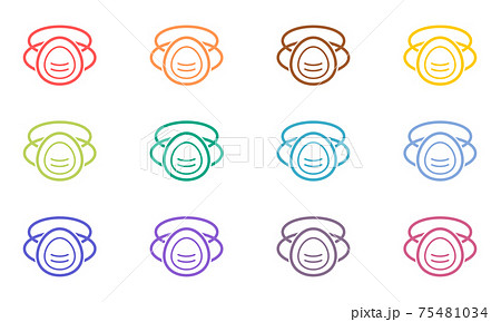 カラフルなN95マスクの線画アイコン カラフルなN95マスクの線画アイコン 75481034
