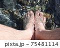 清流に気持ちよさそうに浸かる足（男性） 75481114