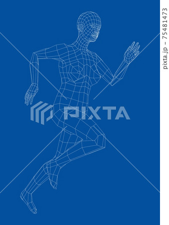 Wireframe running woman. Vector 75481473
