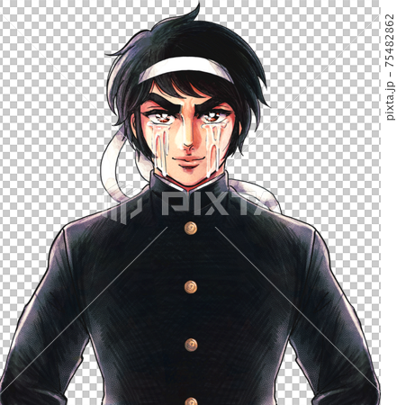 Showa hot-blooded shounen manga style, man crying cheerleader 75482862
