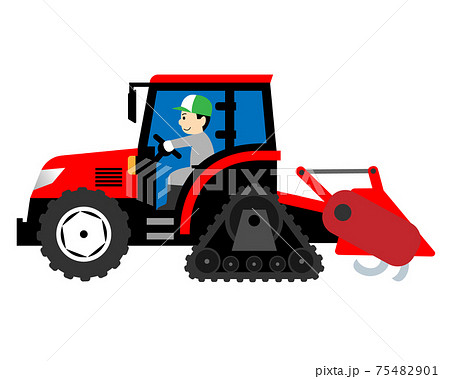 トラクター(クローラー仕様)を運転する男性 トラクター(クローラー仕様)を運転する男性 75482901