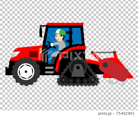 トラクター(クローラー仕様)を運転する男性 トラクター(クローラー仕様)を運転する男性 75482901