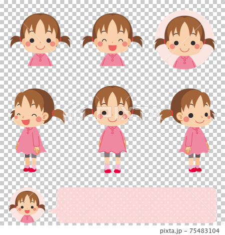 可愛い小学生の女の子のイラスト セット バリエーション 白背景のイラスト素材 可愛い小学生の女の子のイラスト セット バリエーション 白背景のイラスト素材