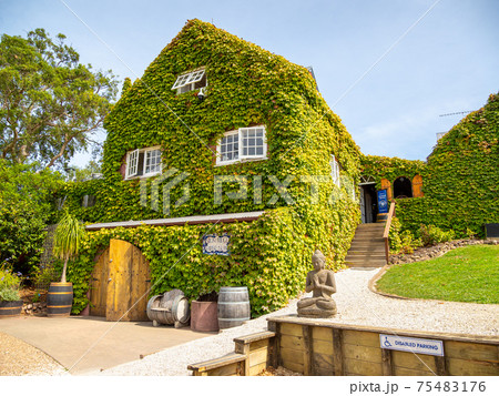Auckland, New Zealand - Feb 14, 2020: Stonyridge Vineyard located on Waiheke Island is the ideal north facing site to ripen and produce a world class Bordeaux style red wine. 75483176