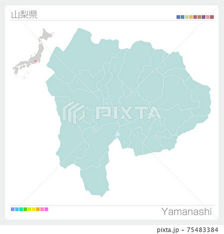 山梨県の地図・Yamanashi(市町村・区分け) 山梨県の地図・Yamanashi(市町村・区分け) 75483384