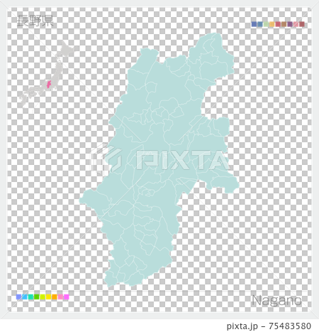 長野県の地図・Nagano（市町村・区分け） 75483580