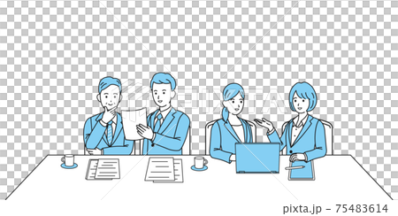 ビジネス　会社員　打ち合わせ　報告　相談　男女　ミーティング　イラスト素材 75483614