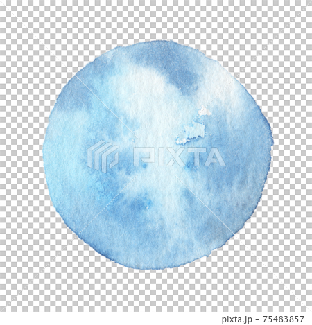 Watercolor circle material (No.14 blue) Analog, paper texture, texture Watercolor circle material (No.14 blue) Analog, paper texture, texture 75483857