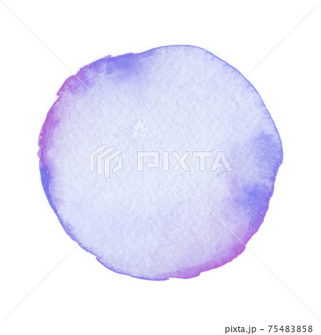 水彩画の丸素材 No 19 紫 アナログ 紙の質感 風合いのイラスト素材