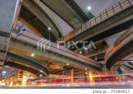 阿波座ジャンクションの夜景【大阪市西区】 75484617