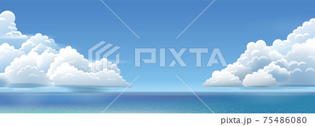 夏の海と雲のイラスト 夏の海と雲のイラスト 75486080