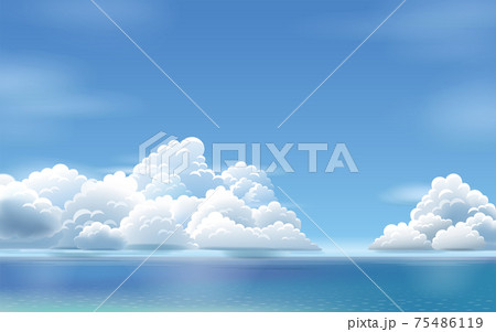 夏の海と雲のイラスト 75486119