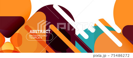 Flat geometric round shapes and dynamic lines, abstract background. Vector illustration for placards, brochures, posters and banners 75486272