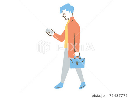 歩きながらスマホを見る男性02 75487775