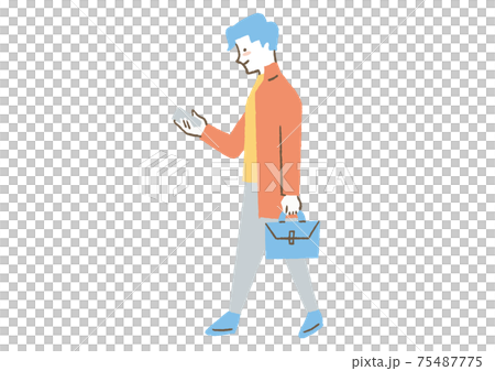 歩きながらスマホを見る男性02 75487775