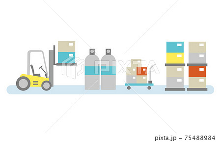 工場風景 機械や積荷 フォークリフトのイラスト素材 7544