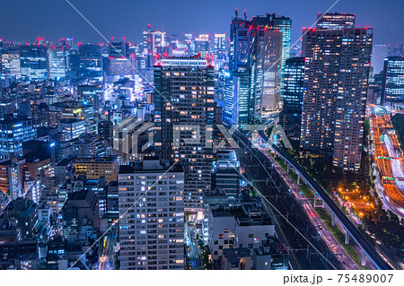 世界貿易センタービル　シーサイドトップ　観光　名所　港区　都心　東京　夜　高層ビル　山手線　首都高 75489007