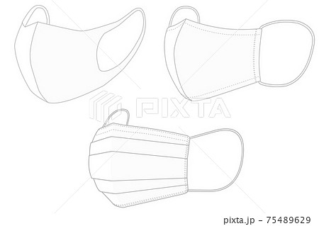 ウレタンマスクと布マスクと不織布マスクのイラスト素材