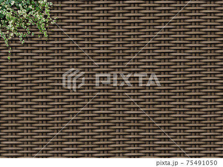 木調　編み込み　葉　テクスチャー　背景 75491050