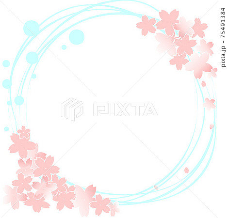 和の円形フレーム桜 波紋 丸 ピング Png 四角 空色のイラスト素材