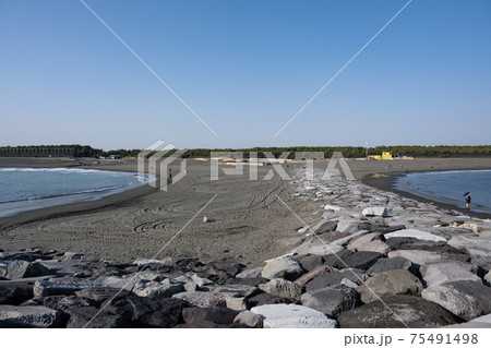 サザンビーチちがさき 茅ヶ崎海水浴場 ヘッドランド Tバー の写真素材