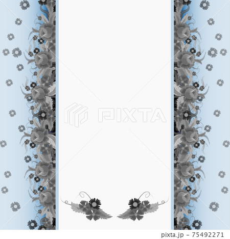 Wedding invitation or greeting card with gray flowers. Wedding invitation or greeting card with gray flowers. 75492271