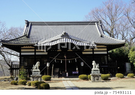 武田信玄の命により山本勘助らによって縄張りがされた、穴城（あなじろ）冬の小諸城址・懐古園(鹿島神社） 75493111