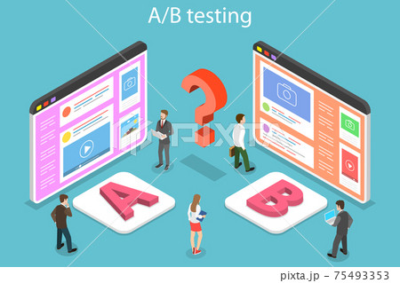 Isometric flat vector concept of AB testing, split test, A-B comparison. 75493353