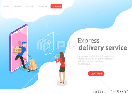 Isometric flat vector landing page template of express delivery service. 75493354