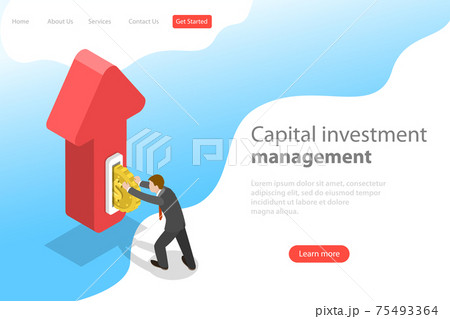 Flat isometric vector landing page template of financial investment. Flat isometric vector landing page template of financial investment. 75493364