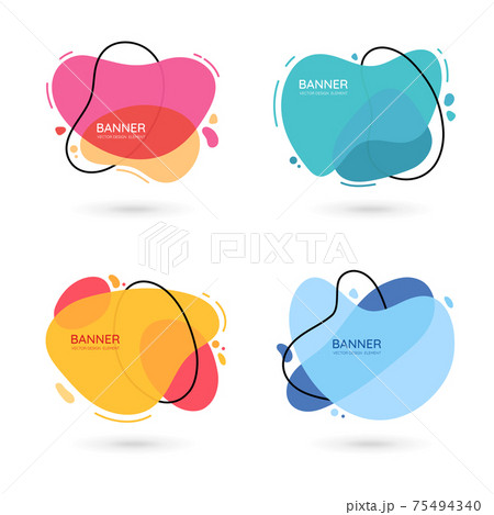 Modern free form abstract vector banners. Flat design of different colors with text space. Modern free form abstract vector banners. Flat design of different colors with text space. 75494340