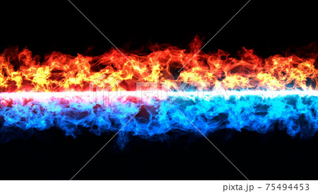 赤青に燃え盛る炎のイラスト素材 [75494453] - PIXTA
