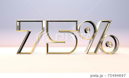 75% 3d glass material surrounded by a golden frame, discount business concept 3d render illustration 75% 3d glass material surrounded by a golden frame, discount business concept 3d render illustration 75494697