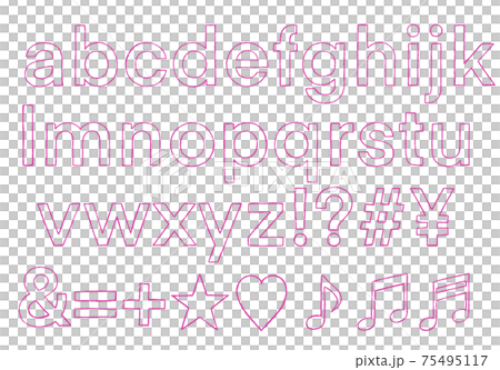 ピンクの記号や小文字アルファベットのセット(枠線) ピンクの記号や小文字アルファベットのセット(枠線) 75495117