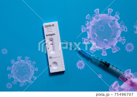 抗原検査　コロナ　注射器　ワクチン 75496707