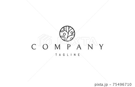Vector logo on which an abstract image of a tree in a circle in a childish style. 75496710