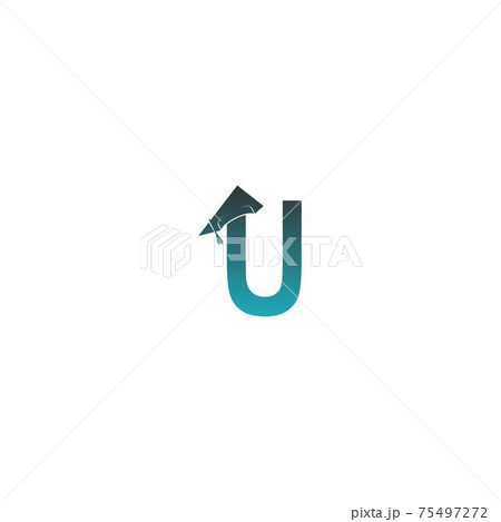Letter U logo icon with graduation hat design vector 75497272