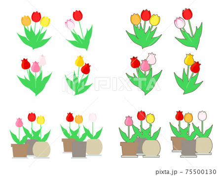 シンプルなチューリップのイラスト素材セットのイラスト素材